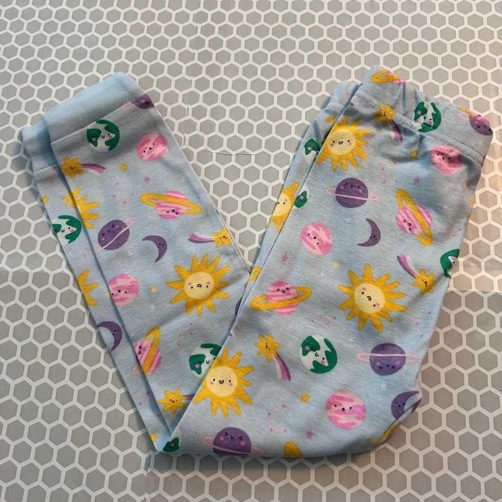 NWT Old Navy Light Blue Star Gaze Kids Pajama Set w Planet and Sun Print Size 4T